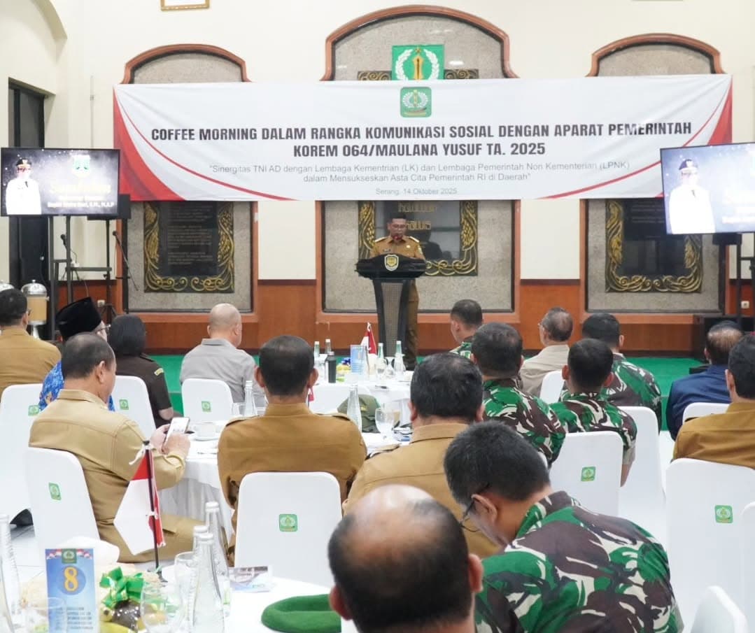 Coffee Morning Korem 064/MY,Bahas Sinergi Pemerintah dan Aparat unruk Sukseskan Program MBG