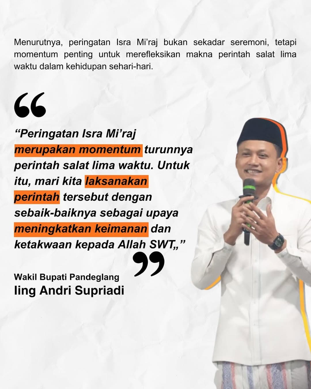 Wakil Bupati Pandeglang Hadiri Isra Mi'raj di Ponpes Fatul Ma'ani Kecamatan Menes