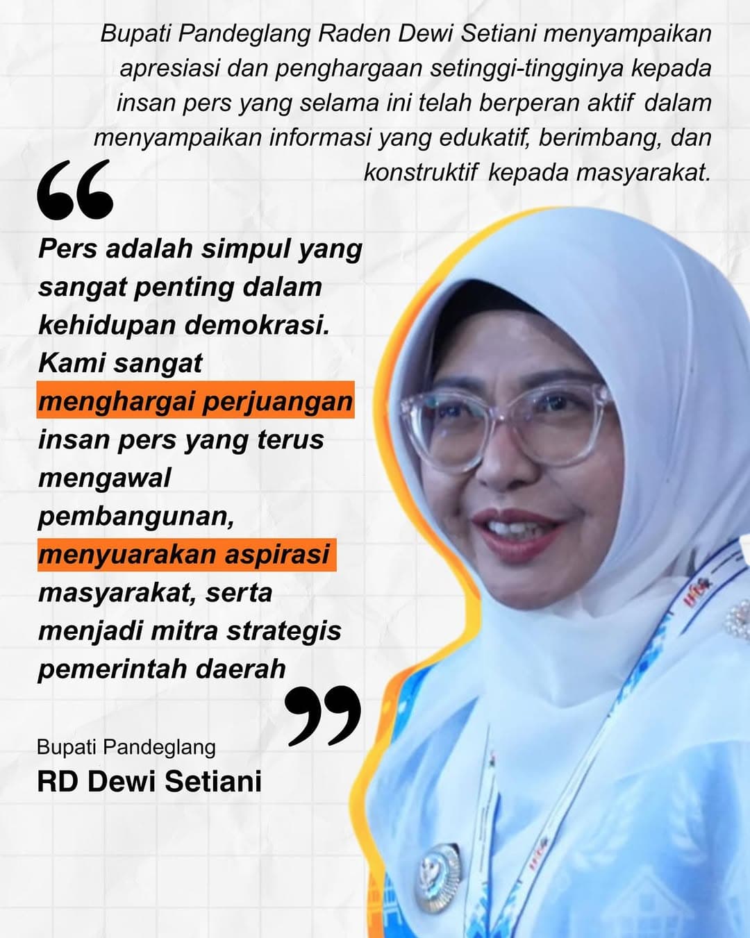 upati Pandeglang Raden Dewi Setiani Hadiri Puncak HPN 2026