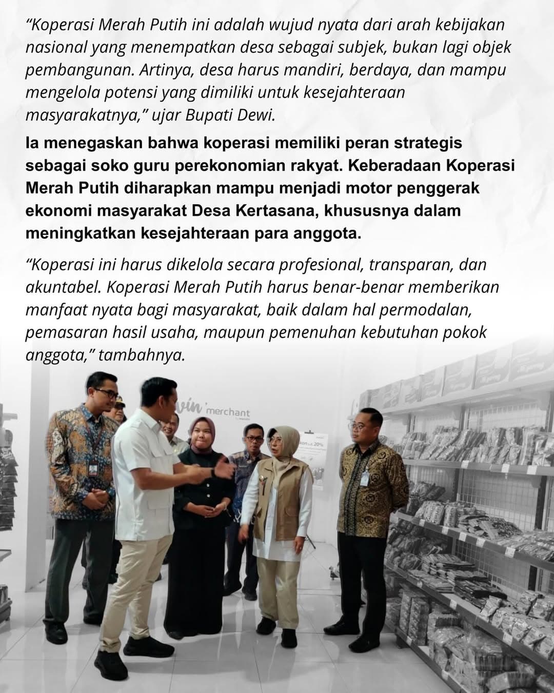 Bupati Pandeglang Resmikan Koperasi Merah Putih Desa Kertasana Kecamatan Pagelaran