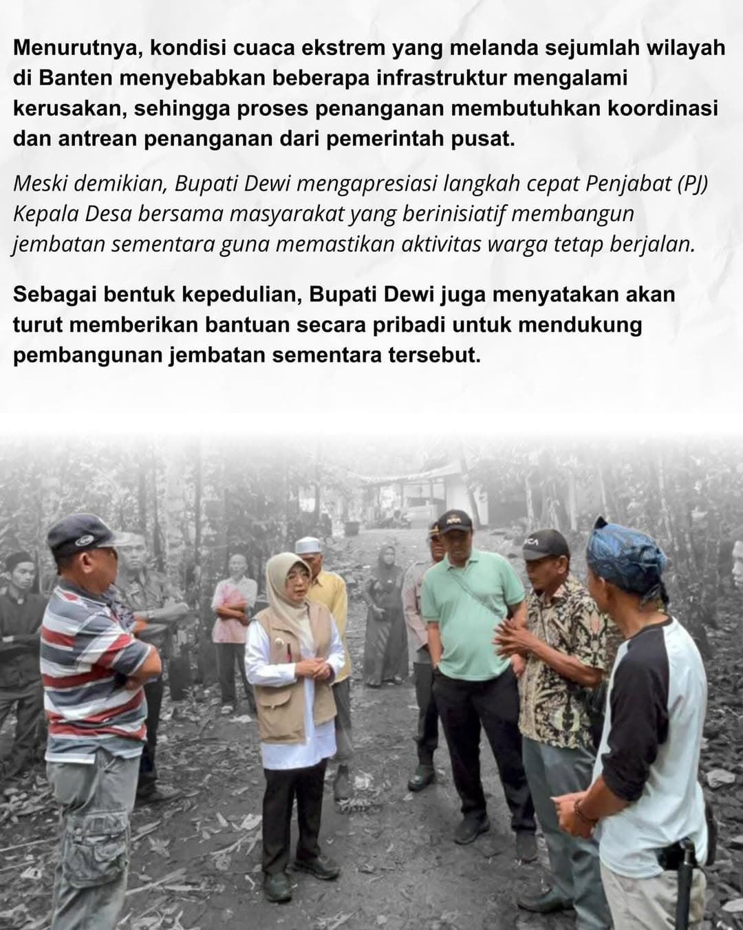 Bupati Pandeglang Upayakan Bantuan Jembatan Bailey untuk Jembatan Roboh di Jiput