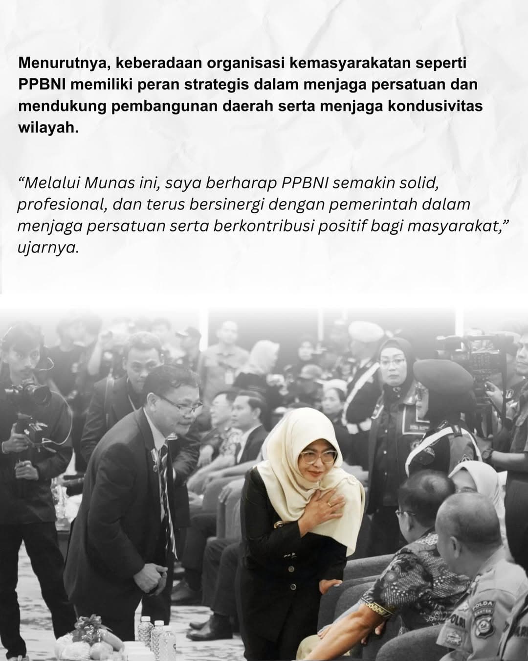 Hadiri Munas PPBNI Satria Banten, Bupati Dewi : Apresiasi PPBNI Jaga Persatuan dan Kondusivitas Daerah  Pandeglang – Bupati Pandeglang Raden Dewi Setiani menghadiri Musyawarah Nasional (Munas) Patriot Pemersatu Banten Nasional Indonesia (PPBNI) Satria Ban