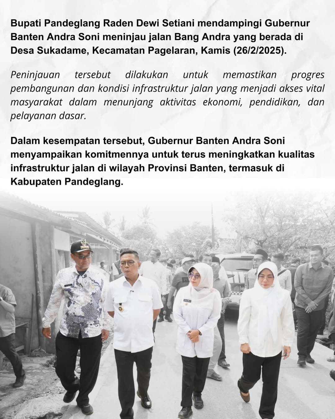 Dampingi Gubernur Tinjau Jalan Bang Andra, Bupati Dewi Apresiasi Program Bang Andra Tingkatkan Pertumbuhan Ekonomi